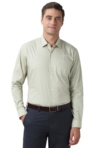 Image of Peter England Men's Printed Formal Shirt - 100% Cotton, Full Sleeves