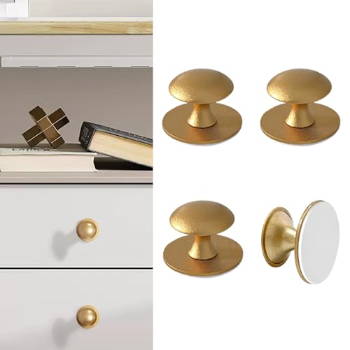 CcHhyyt 4 Stück Selbstklebende Knöpfe für Schrank Gold Selbstklebende Schrankknöpfe aus Edelstahl Knauf zum kleben für Schubladen Duschtür Spiegelschrank Glastür Türknauf ohne Bohren Möbelgriffe