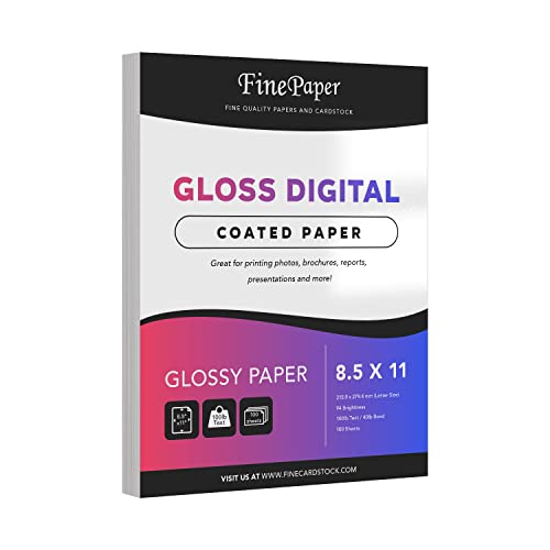 Gloss Digital Paper – Perfect for Color Laser Printing, Design Proposals, Flyers, Brochure | 8.5 x 11” Letter Size | 100lb Text (40lb Bond) | 94 Bright | Acid Free, Glossy Coated Finish | 100 Sheets