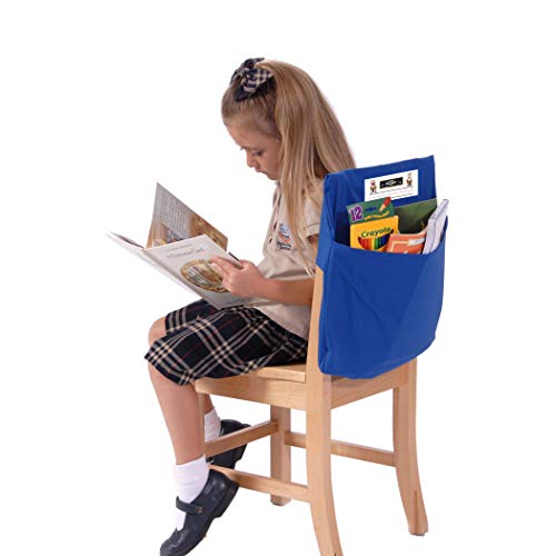 Seat Sack Medium Chair Storage Pocket - 15 Inches Blue - Organizer for Classroom Chairs, Durable and Spacious, Storage and Organizatio