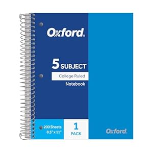 Oxford 5 Subject Spiral Notebook, N...