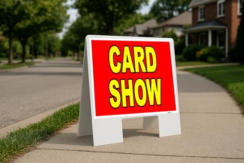 Card Show Red Yellow Folding Coroplast A-Frame with Double-Sided 23in x23in