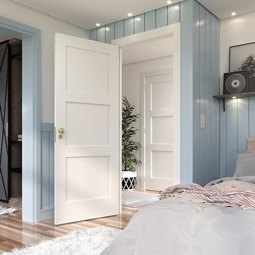 Camaflexi Homestead Shaker Wood Three Panel Primed Slab Door - 20" Wide