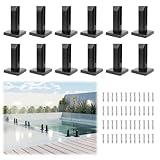 12 Pack NW. 2.1lb T304 Stainless Steel Glass Railing Spigot Heavy-Duty Matte Black Clamp Post Glass Railing System, No-Drill Design for Pool, Deck, Stair, Balustrade, Balcony - Level 2