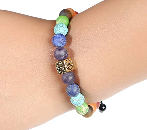 Pulseira fosca DMtse Life Tree 7 Chakra com Yoga Reiki de cura para homens e mulheres