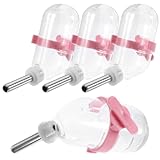 UTHCLO Automatische Edelstahl Trinkflasche 60ml für Kleintiere Hamster Meerschweinchen mit Transparentem Behälter 4 Stück Haustier Wasserspender