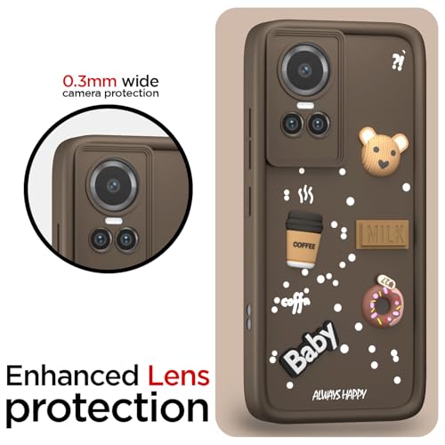 Image of Pikkme Back Cover for Oppo Reno 10 5G | Cute Fun Cartoon 3D Bear Silicone Full Body Protection Bumper Case (Brown)
