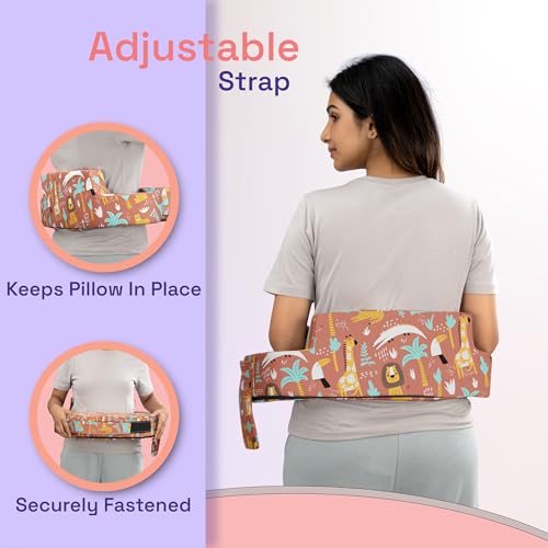 Image of Wakefit Foam Nursing Pillow for Breastfeeding & Baby Care | Ideal for Newborn with Adjustable Strap | 100% Cotton Removable Cover | Super Soft Foam for Posture Comfort | Jungle Zoo