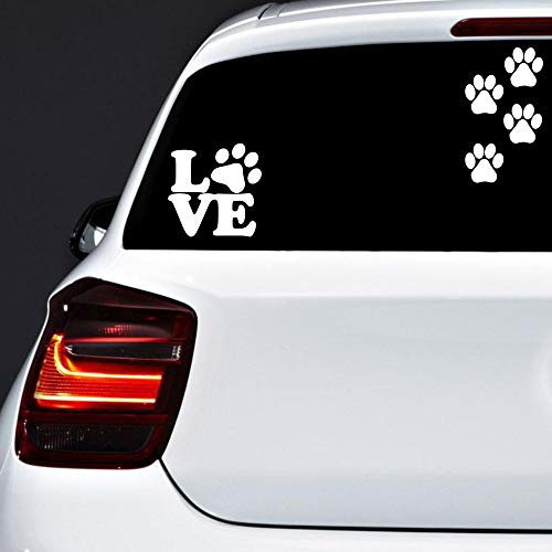 Autodomy Hundetatzen Pfoten Pfötchen Herz Love Aufkleber 6 Stück | Autoaufkleber Hund für Auto oder Motorrad | Hundepfoten Aufkleber gegen Regen, Sonne (Schwarz)