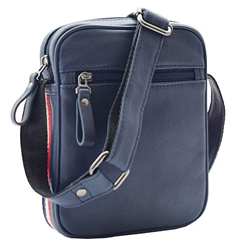 Fred sac à bandoulière homme cuir bleu marine poches zippées