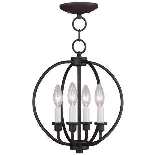 Livex Lighting 4664-07 Milania 4-Light Convertible Hanging Lantern/Ceiling Mount, Bronze
