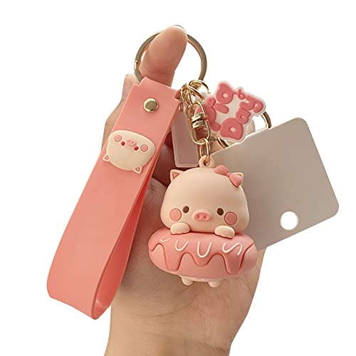 Llavero de cerdito, lindo animal coche llavero lindo Kawaii PVC resina Shiba Inu llavero para...
