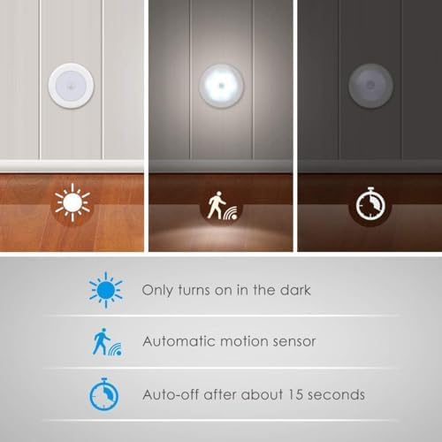 AMIR Nachtlicht mit Bewegungsmelder, LED Bewegungsmelder Licht, Auto ON/Off, LED Schrankbeleuchtung mit Haftend, Orientierungslicht für Flur, Schlafzimmer, Kinderzimmer, Treppen (Weiß- 3PCS)