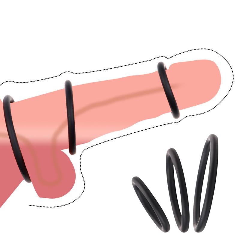 binxliuxo Silicone Trois Anneaux Combinaison Hommes Anneau Time Lapse Set