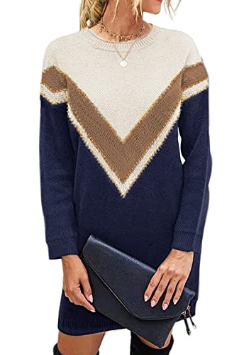 Jayscreate Women's Casual Sweater Dress Fall Winter Wrap Fitted Long Sleeve Crew Neck Slim Fit Soft Warm Knit Elegant Pencil Dress #TOP1