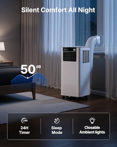 Image of 8,000 BTU Portable Air Conditioner with WIFI Enabled, Smart Portable AC for rooms up to 350 Sq.ft., 3-in-1 Room Air Conditioner with Cool, Dry, Fan, Sleep Modes, APP /Voice /Remote Control