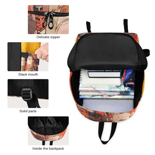 Backpack Lunch Box Set Large Capacity Travel Backpacks and Insulated Lunch Bag for Commute Hiking Picnic Anime Warrior Print3