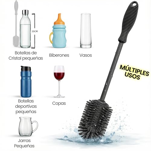 Miniatura 2 de Yeibi Cepillo Limpiador De Botellas De Silicona 25 Cm Cepillo Paja, Para Botellas De Cristal, Biberones, Vasos Y Termos, Cepillo De Silicona Con Cerdas Suaves