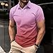 Mens Polo Shirts Short Sleeve Gradient Color Gym Workout Golf T-Shirt Casual Fashion V Neck Button Down Trendy Tops