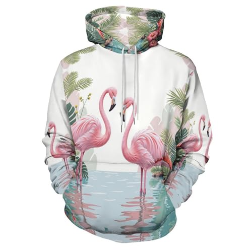 Pull imprimé en 3D dessin animé flamant rose sweat à capuche unisexe cadeau tendance