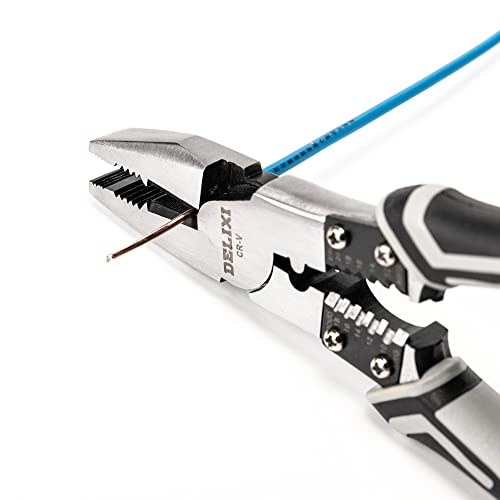 Delixi Pliers Set High Leverage 3 Pcs With Wire Stripper And Side Cutter, Needle Nose Pliers 9 Inch, Combination Pliers 8 Inch, Diagonal Cutting Pliers, Screw Gripping Long Nose Crimper #TOP4