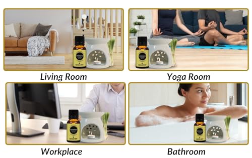 Image of Earth N Pure Ceramic Aroma White Diffuser Burner with 10Ml Lemongrass Oil & 2 Pcs Candles Strong & Long-Lasting Fragrance | Perfect for Gift Set