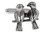 MRCUFF Lovebirds Valentine Love Wedding Pair Cufflinks in a Presentation Gift Box & Polishing Cloth