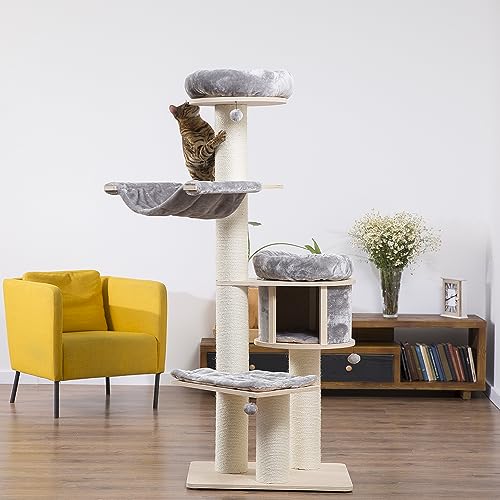 Natural Paradise – Tiragraffi Magnolia XL | Con tronchi in sisal extra spessi | H 175 x L 105 x L 90 cm (grigio chiaro)