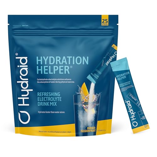 Hydraid Hydration Helper® MANGO – Elektrolyt Pulver mit 1118mg Elektrolyten zur besseren Wasseraufnahme für Sport & schnelle Erholung – 25 Sticks mit Mango-Maracuja-Geschmack