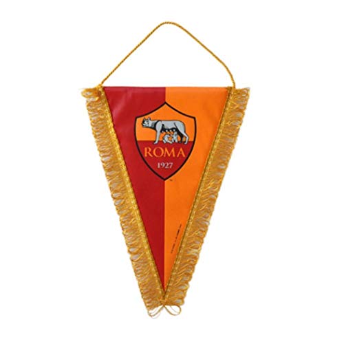 Fanion AS Roma GIEMME triangulaire jaune et rouge officiel de 28x20 cm