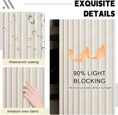 Rideau cache meuble haut de gamme beige W90xH120 textile épais pour placard