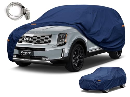 Image of Kaugung Custom Fit SUV Car Cover for Kia Telluride (2016-2026), Heavy Duty Waterproof All Weather Outdoor Protection, Breathable Full Exterior Cover with Vent, Rain Sun Snow UV Proof