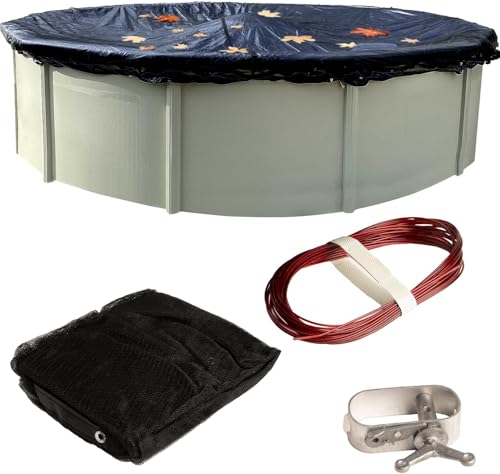 Winter Block Pool Leaf Net Cover for Above Ground Pools 18 ft Round Durable Woven Polyethylene Material with Reinforced Edge Lightweight Easy to Put On Take Off and Store
