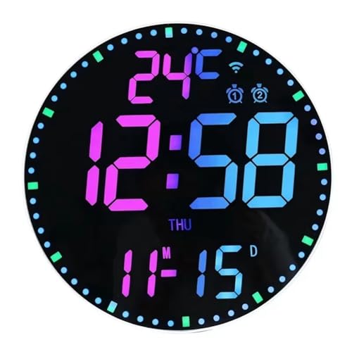 Horloge calendrier mural suspendu intelligent noir pour décoration de salon moderne