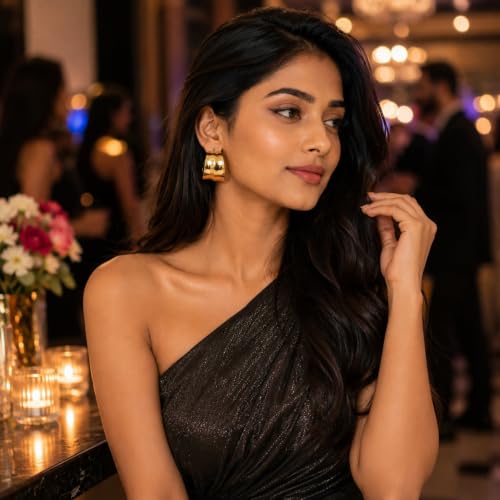 Image of Drop Dangle Earrings Set for Women and Girls | Celebrity Inspired Trendy Stylish Gold Plated Earrings Set Of 1