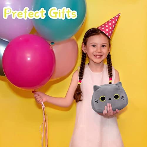 Image of 3D Grey Cat Plush Toy Pillow, Cute Animal Cat-Shaped Stuffed Pillow Cushion Great Gifts /Gifted for Birthday, Valentine's Day, Christmas to Give Girlfriend，Children and Kids