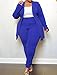 IyMoo Womens Plus Size Long Sleeve 2 Piece Blazers Suits Fashion Autumn Pure Suits Royal Blue, X-Large
