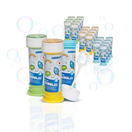 alldoro 63073 Seifenblasen 24er Set, mit Labyrinth-Spiel & Pustestäbchen, Gastgeschenk oder Mitgebsel für Kindergeburtstag, Party & Hochzeit