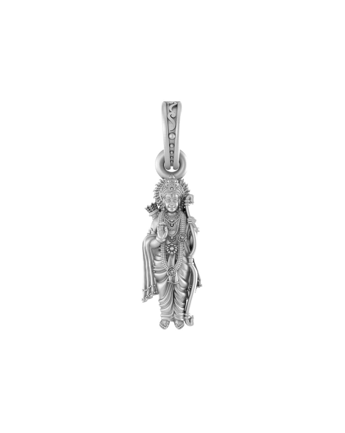 Pendentif Shri Ram en argent sterling 925 Mtrolls petit modèle ciselé