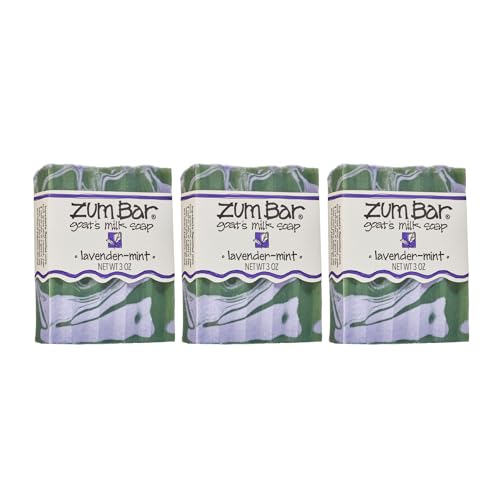 Indigo Wild Zum Goat's Milk Soap Bar - Bar Soap for Hands & Body Made with Essential Oils - 3 oz - Lavender-Mint (3 Pack)