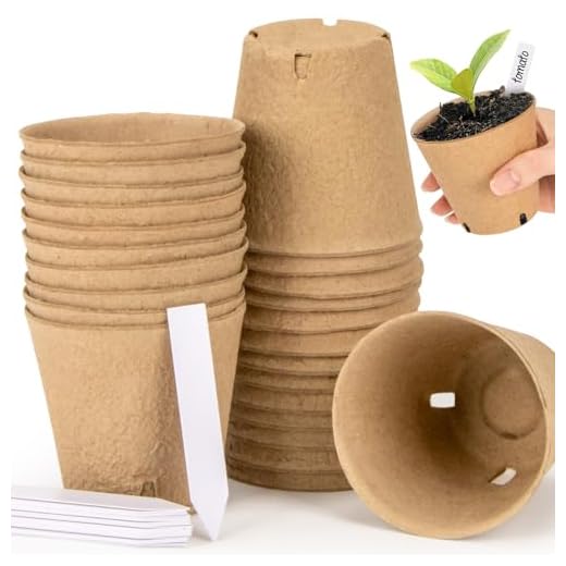 RAINFLOW 25PCS Peat Pots with Labels-Biodegradable Eco-Friendly Pots for Seedlings with Drainage Holes,Garden Germination Nursery Pot for Flower Vegetable Tomato Saplings & Herb Seed Germination