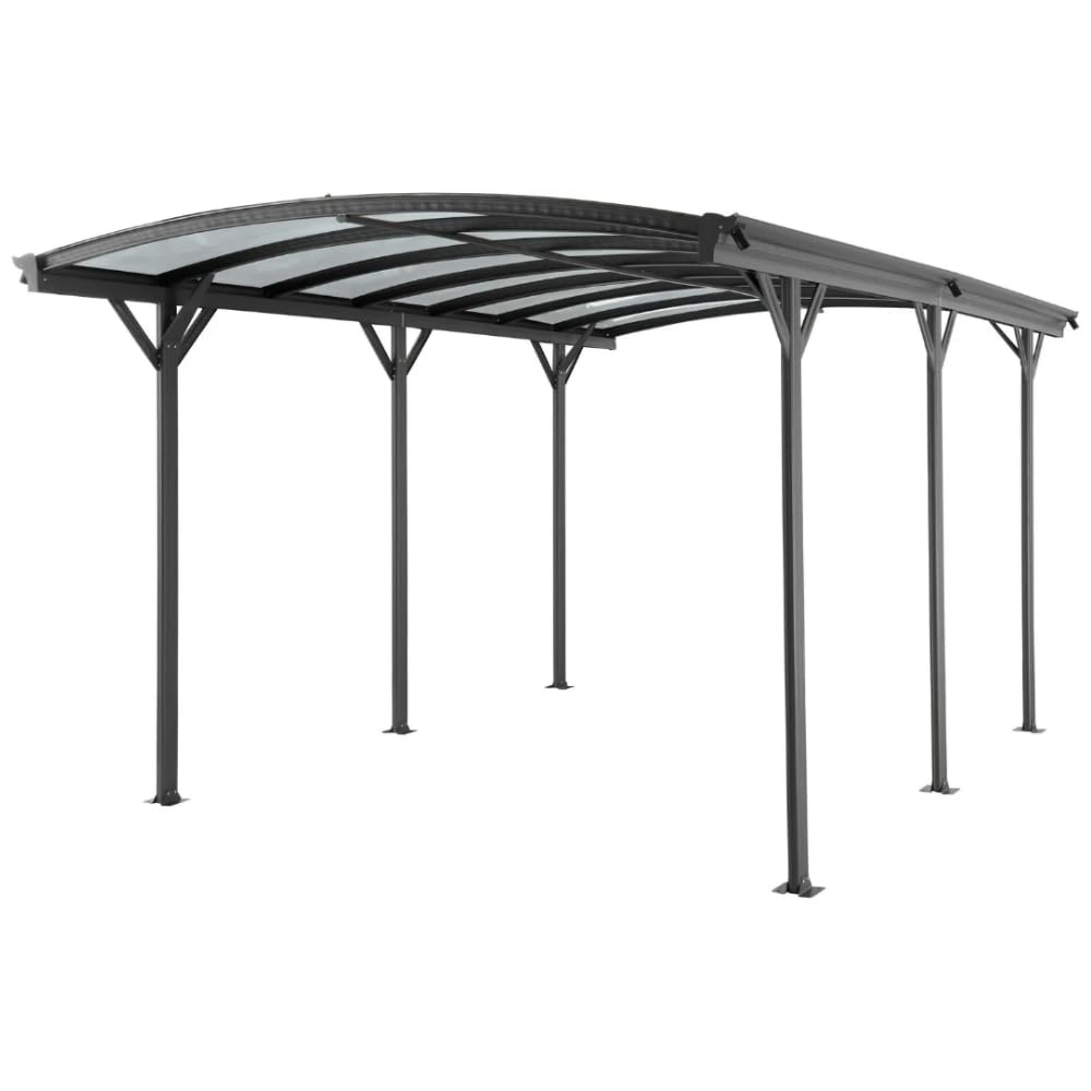 HORI Carport Aluminium/Anthrazit, witterungsbeständiger Auto Unterstand, Moderne Garagenüberdachung für den Außenbereich, Stabiler Garagenunterstand mit 5030 x 3050 x 2320, Bogendach