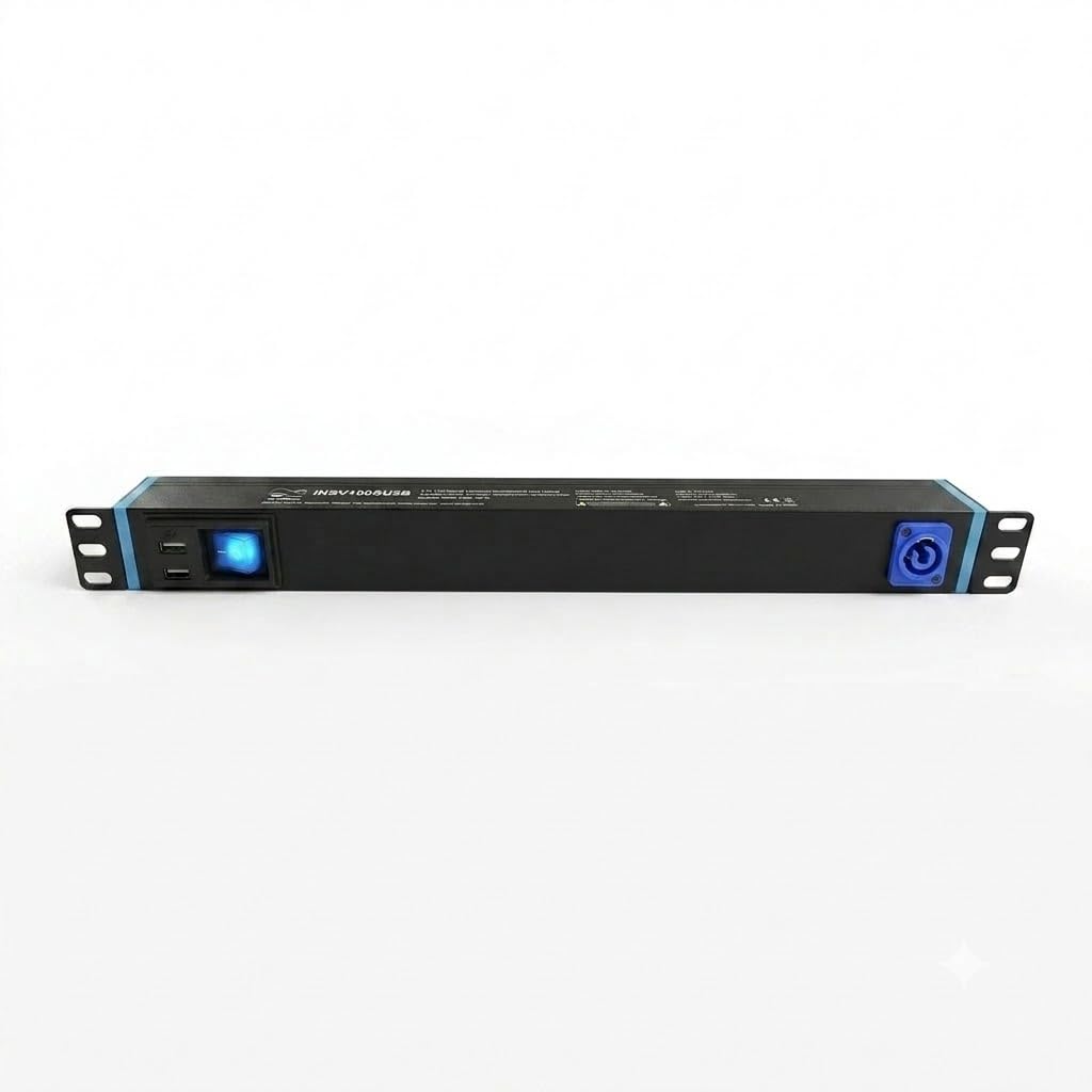 Infitronic - INSV1005USB – 19 cali 1HE listwa zasilająca z 6 gniazdami, rozdzielacz prądu z 2 x USB Charging/przełącznik z (Power Twist Output)