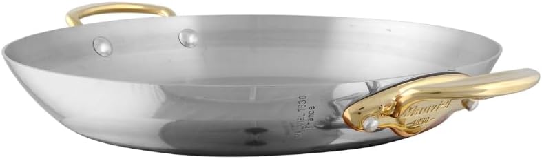 Mauviel MCook B Stainless Steel Round Pan With Brass Handles, 7.9-in, Made In France
