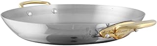 Mauviel M'Cook B Stainless Steel Round Pan With Brass Handles, 9.4-in, Made In France