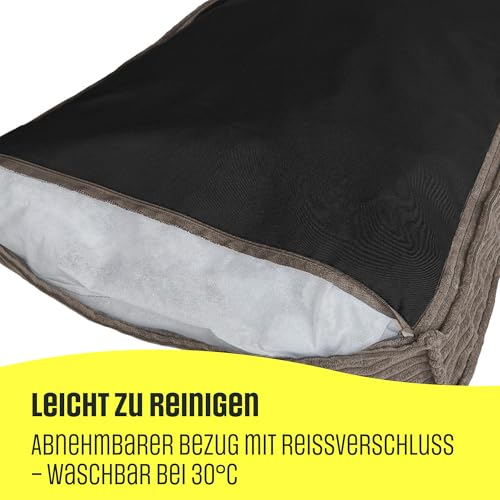 Extrasen Hundebett Hundekissen Cord Große Hunde Waschbar Abriebfest 100 x 70 cm Dunkelbeige XXL