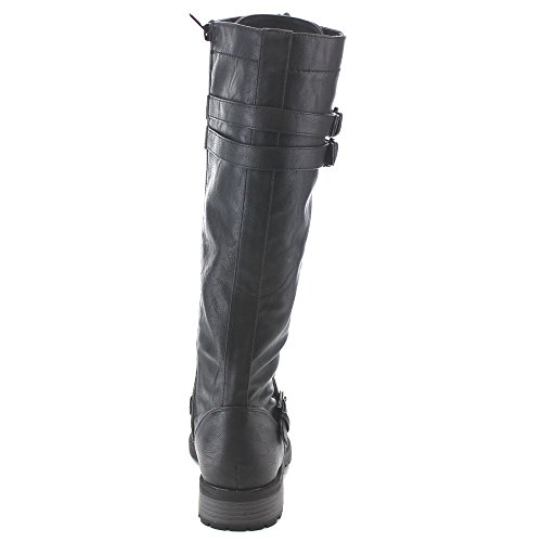 Wild Diva Women's Fashion Timberly-65 Military Knee High Combat Boots Shoes Black Pu 9 #TOP6