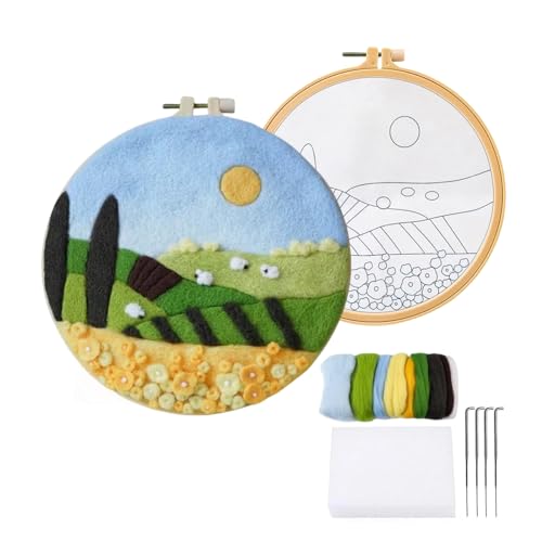 Image of Wonafa DIY Wool Needle Felt Starter Kit, Beginner Needle Felt Kit with Wool Felt Bag, Felts Needles, Photo Frame, Foam Mat, Felts Cloth and Instructions for Home Decor, Art Crafts (K3)