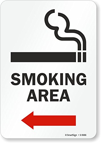 Panneau de signalisation Smoking Area flèche gauche en aluminium Smartsign S-9686-AL-10