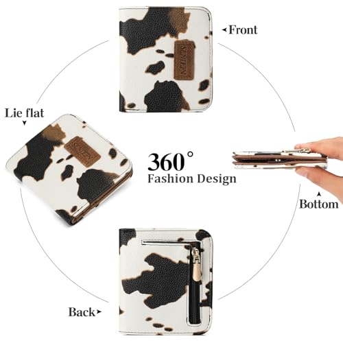 SENDEFN Slim Wallet for Women Bifold Small Leather Zipper Pocket Wallet, RFID Blocking Card Holder with ID Window4